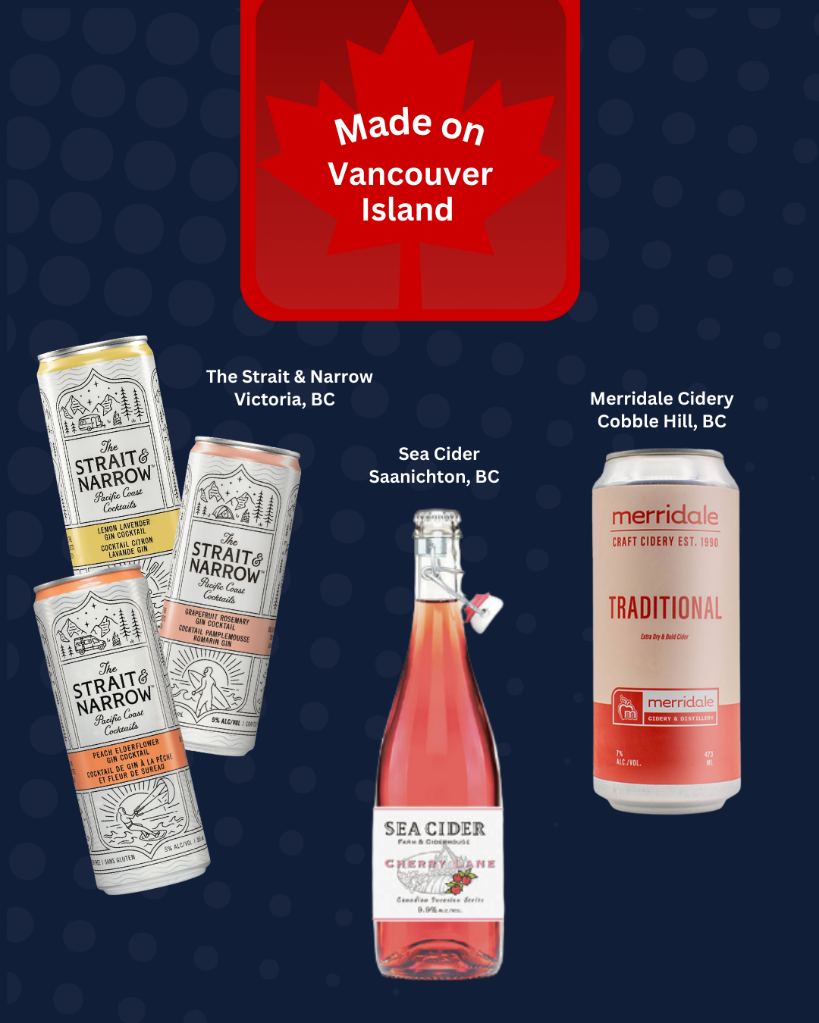 Vancouver Island Coolers, Cider, and Cocktails, Straint and Narrow, Sea Cider, Merridale Cider