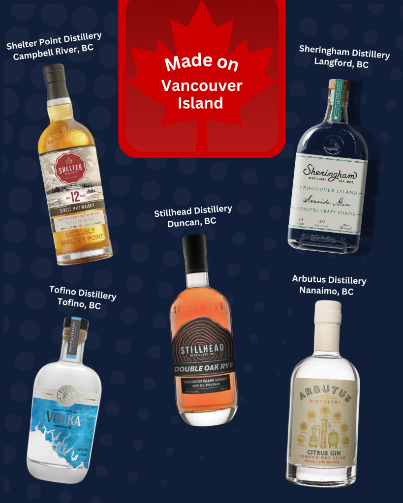 Vancouver Island Spirits, Whiskey, Vodka, Gin. Shelter Point, Sheringham, Arbutus, Stillhead, Tofino Distillery